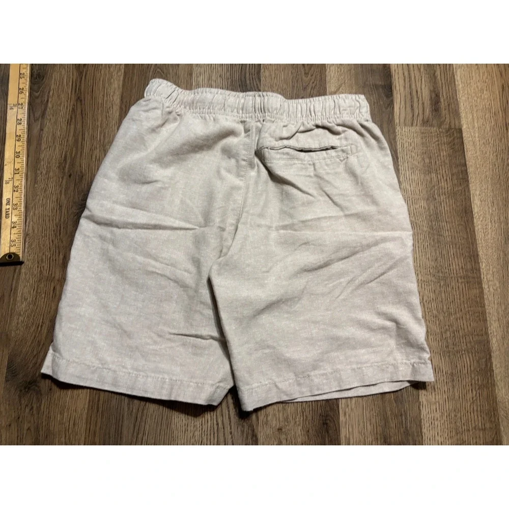 Old Navy Shorts Boys Size XL Beige Linen Blend Drawstring Elastic Waist Casual